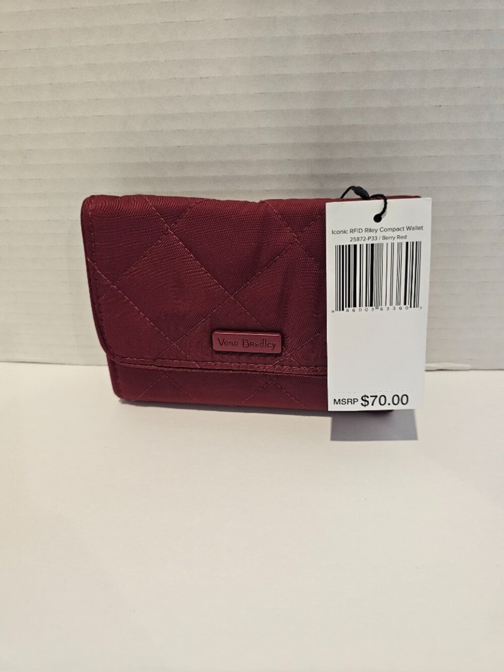 NWT Vera Bradley RFID Riley Compact Wallet Berry Red Flowers - Picture 6 of 11